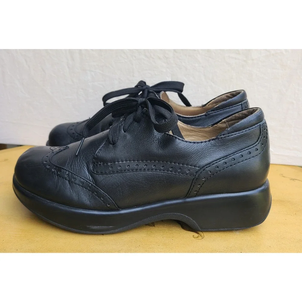 Black EU 40 100% Leather Buttery Soft Oxford Cap Toe Platform Shoes Portugal